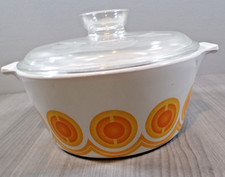 Vintage Corning Pyrex Pyroflam Orange Print Casserole 1.8L Holland 1970s Retro picture