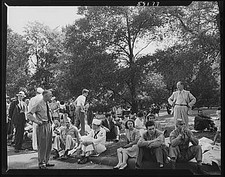 Photo:New York City Central Park 1930s Crowd Sitting on Lawn Park Scene picture