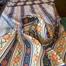 4+ Y vtg 1970s cotton Fabric Flower Power Daisy Mod Hippie Green blue pant wt picture
