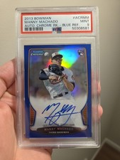 2013 BOWMAN CHROME MANNY MACHADO ROOKIE AUTO BLUE REFRACTOR PSA 9 picture