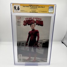 Spectacular Spider-Man #1 Signed Tom Holland Movie Photo Cover AUTO CGC 9.6 SS picture