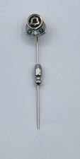 Vintage 10 K Yellow White Gold Green Emerald And Diamond Southwestern Bell Pin picture