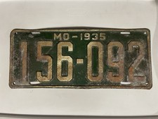 1935 Missouri License Plate 156 092 picture