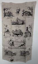 Vintage Knox County Illinois Linen Kitchen Dish Towel Souvenir Landmarks NOS picture