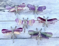 Wholesale 6 PCs Natural Fluorite Dragonfly W/metal Stand Crystals Energy Healing picture