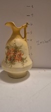 VINTAGE OR ANTIQUE HAND-PAINTED CERAMIC OR PORCELAIN EWER (PICTURE VASE) picture