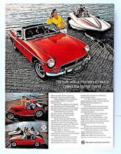 1973 MG Convertible Vintage Red Convertible TC Speed Boat Original Print Ad picture