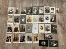 Lot Of 34 Antique Cabinet Card Photographs Babies Children Women Men Families picture