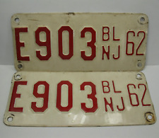 1962 New Jersey Boat License Plate BL NJ Set Pair picture