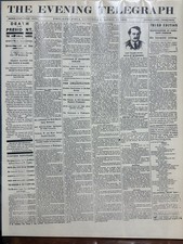 VINTAGE NEWSPAPER HEADLINE~ PRESIDENT LINCOLN SHOT AT FORDS THEATER 1865 MURDER picture