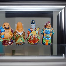 Lot of 4 VTG Kutani Porcelain Seven Lucky Gods Figurines Japan Moriage Set picture