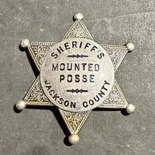 Original Antique 1930s Jackson County Sheriff’s Mounted Posse Badge picture