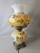 VTG Gone With The Wind Hurricane 3-way Rose Floral Parlor Lamp Hand Painted 20” picture