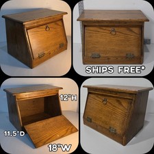 Gorgeous Vintage Solid Oak Bread Box Hand Made 18