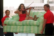 Irish beauty musical sensation Pat Treacy poses on a Jeff Banks so- Old Photo picture