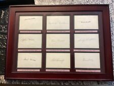 Nine Vintage Baseball Hall of Fame Inductees Auto 3x5 Index Cards Framed Display picture