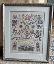 1937 King George VI Coronation Hand Embroidered Sampler Mary Lack Framed picture