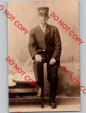 1910 RE Stine Conductor Brakeman CB&Q Railroad Train THERMOPOLIS Wyoming WY RPPC picture
