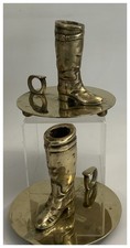 Vtg 1970s RALPH LAUREN Equestrian/Polo Boot Brass Taper Candlesticks - SET OF 2 picture