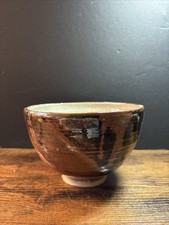 Japanese High Tea Matcha Bowl - Vintage Handmade Stoneware picture