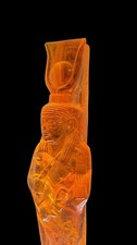 RARE ANCIENT EGYPTIAN ANTIQUE Statue Goddess Hathor for Amber Stone Egypt BC picture