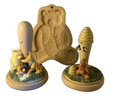 BROWN BAG COOKIE MOLD & 2 ART STAMP PRESSES BEEHIVE WINNIE THE POO RETIRED 3 PCS picture