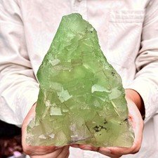 3.26LB Natural green cubic fluorite quartz crystal mineral specimen picture