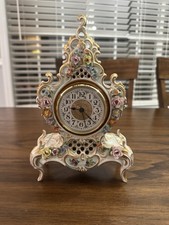 Beautiful VTG German- Dresden Style Porcelain Mantel Clock by Sandizell- RARE picture