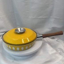 VTG. 1960's Catherine Holm Norway Yellow Lotus Enamelware 8 1/2