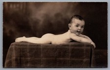 C 1910 RPPC Real Photo Postcard Baby Posing in Studio Blank Back Postcard picture
