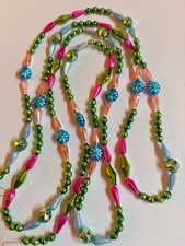 GORGEOUS Vintage Mercury Glass Bead Garland W Shaped Czech Beads 84” (518) picture
