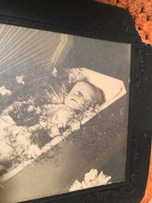 Antique 1800’s Post Mortem Child Image Cabinet Card~ Funeral~ Casket- Sepia picture