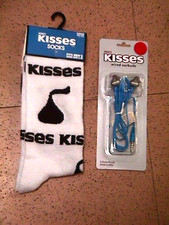 HERSHEY'S KISSES chocolate candy EAR BUDS + 1 Pair SOCKS trendy ad logo NWT NOC picture