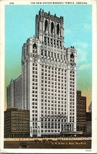 Vintage Chicago IL Postcard The New United Masnic Temple Randolph St picture