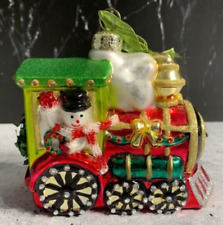 Large Frontgate Christmas Ornament - RARE - Frosty and Santa on Train - Vintage picture