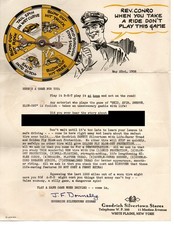 1938 Goodrich Silvertown Tire Letter White Plains NY Intact Metal Spinner Game picture