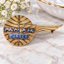 Vintage 1960s Pan Am Purser Wing Pin 10K Gold Balfour LGB 7.49g Airline Uniform picture