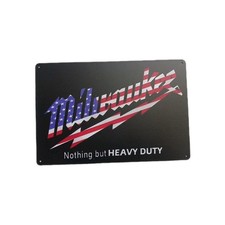 Milwaukee Tools Red White And Blue American Flag Metal shop Garage sign 8x12 picture