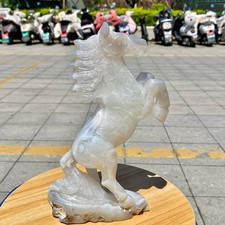 2.8LB Natural Agate Carved Horse Figurine, Exquisite Hand Carved Gemstone Statue picture