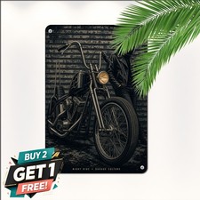 Biker Punk Rocker Tin Sign Retro Edgy Motorcycle Lounge Metal Wall Decor picture
