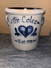 Vintage Rowe Pottery Works 1995 8” Salt Glaze Crock The Coles Est 1995 picture