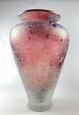 Vintage amethyst purple iridescent Scavo sommerso glass vase 12
