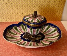 RARE Antique Sevres Porcelain Trinket Box with Ormolu, Tray/Underplate France picture