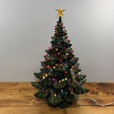 Vintage Authentic Atlantic Mold Ceramic Christmas Tree 23 Inch 3 Tier Complete picture
