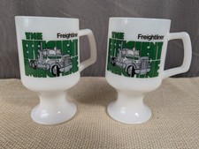 2 VNTG Freightliner Trucking The Efficient Machine - Advertising Milk Glass Mug picture