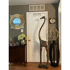 Life size Giraffe Statue Standing Metal Iron Animal Sculpture Home Decor 6ft picture