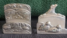 Pair of Glen Rabena Haida Card Holders Northwest Coast Indigenous Beaver + Ducks picture