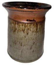 Cute VTG Handcrafted Traditional American Pottery Signed SY Utensil Holder Vase picture