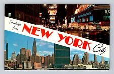 New York City NY-Banner General Greetings, City Scene, Antique Vintage Postcard picture