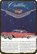 1957 CADILLAC FLEETWOOD 60 Special Pink Car **DECORATIVE REPLICA METAL SIGN** picture